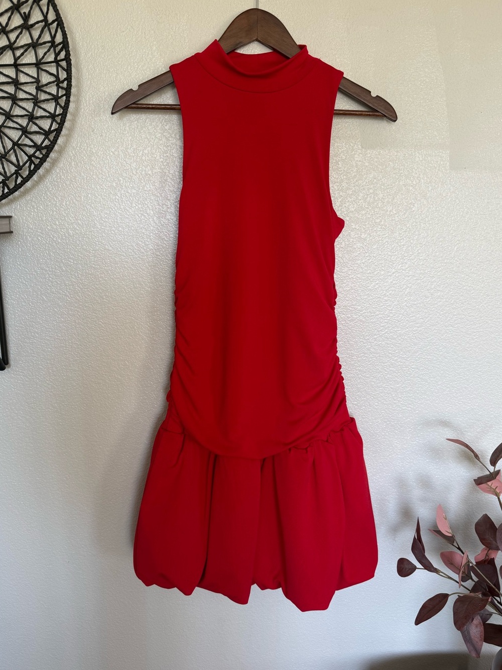 Steve Madden Red Sleeveless Bubble-Hem Mini Dress